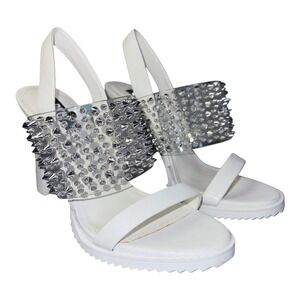 DKNY Womens Size 7 White Balto Stud Slingback Sandals
